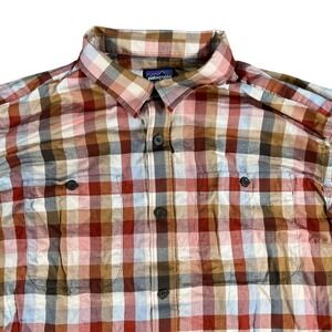 Patagonia Button Down Shirt Mens Large Multicolor Plaid Cotton Long Sleeve Logo
